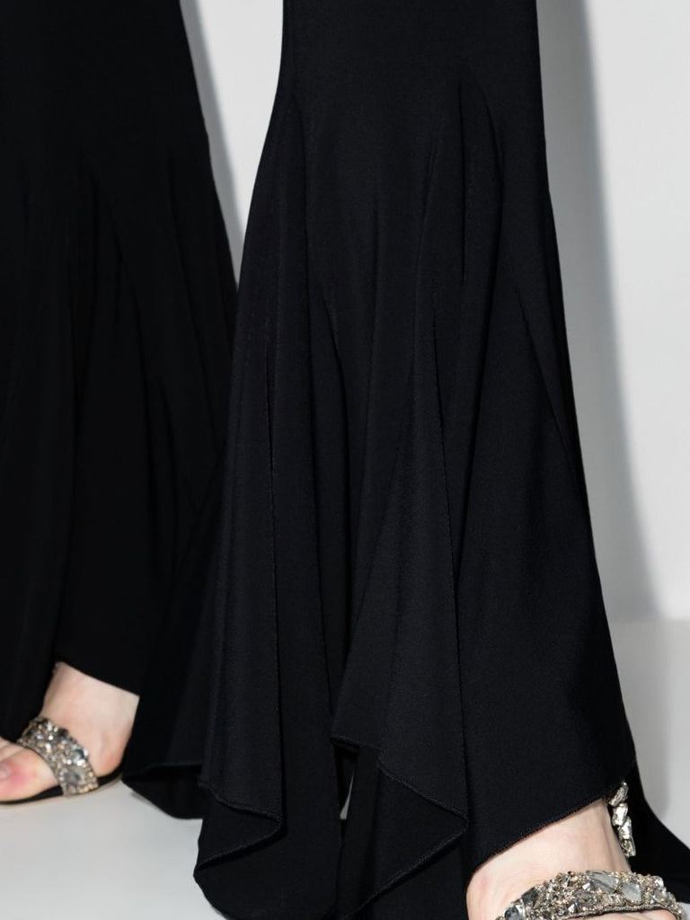 Black Cut-out Flared Trousers
