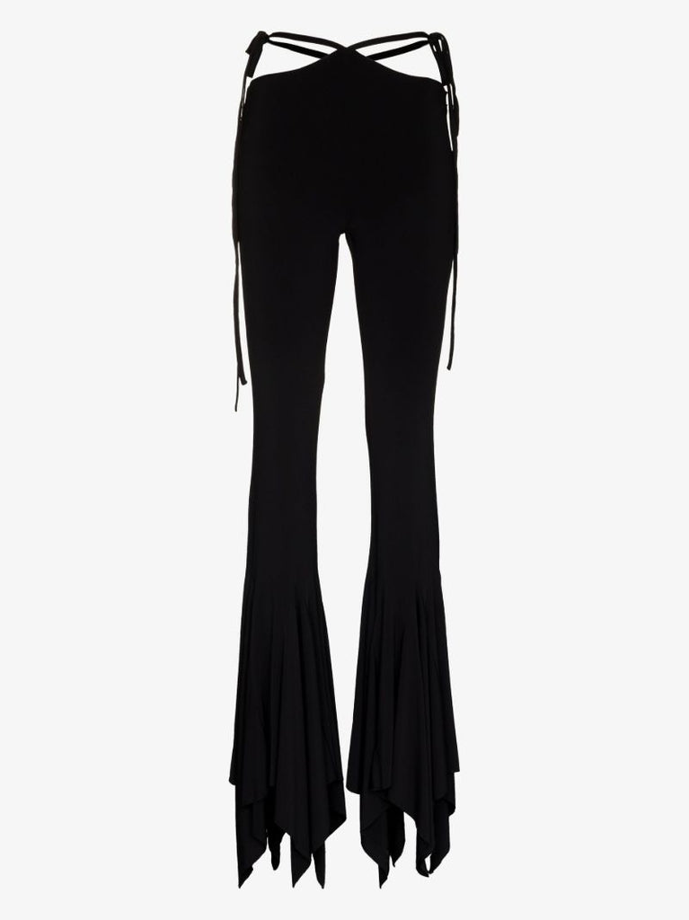 Black Cut-out Flared Trousers