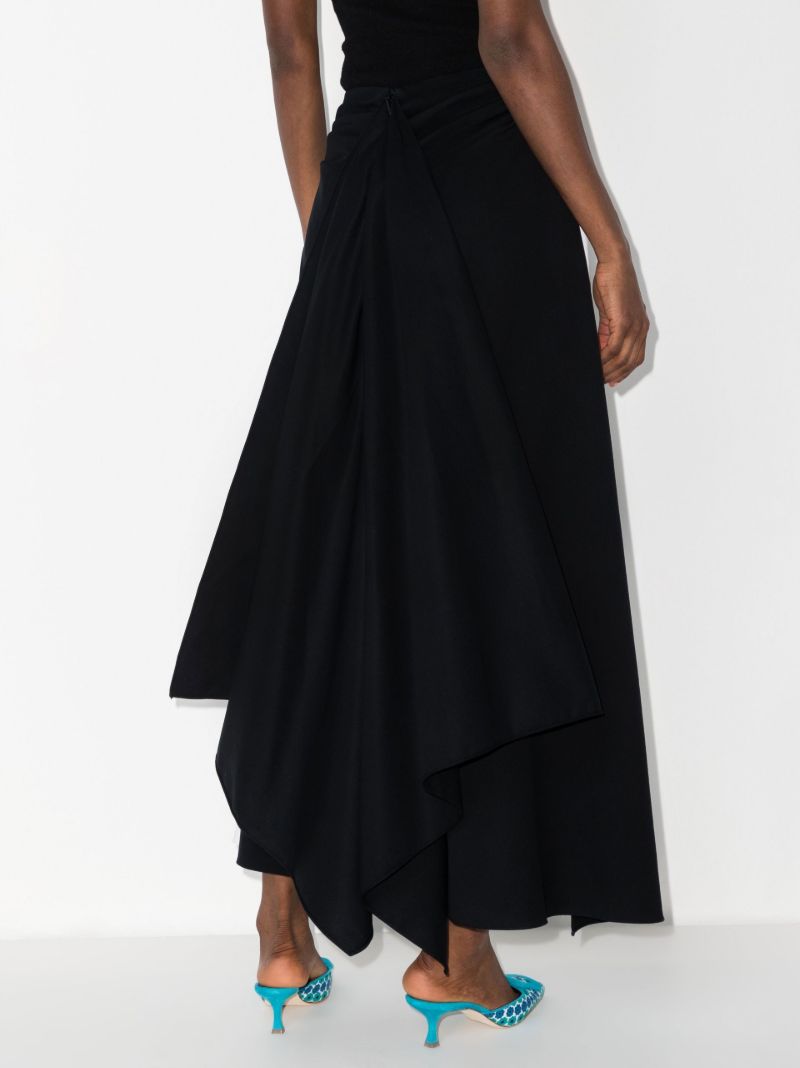 White Two Tone Cotton Midi Skirt