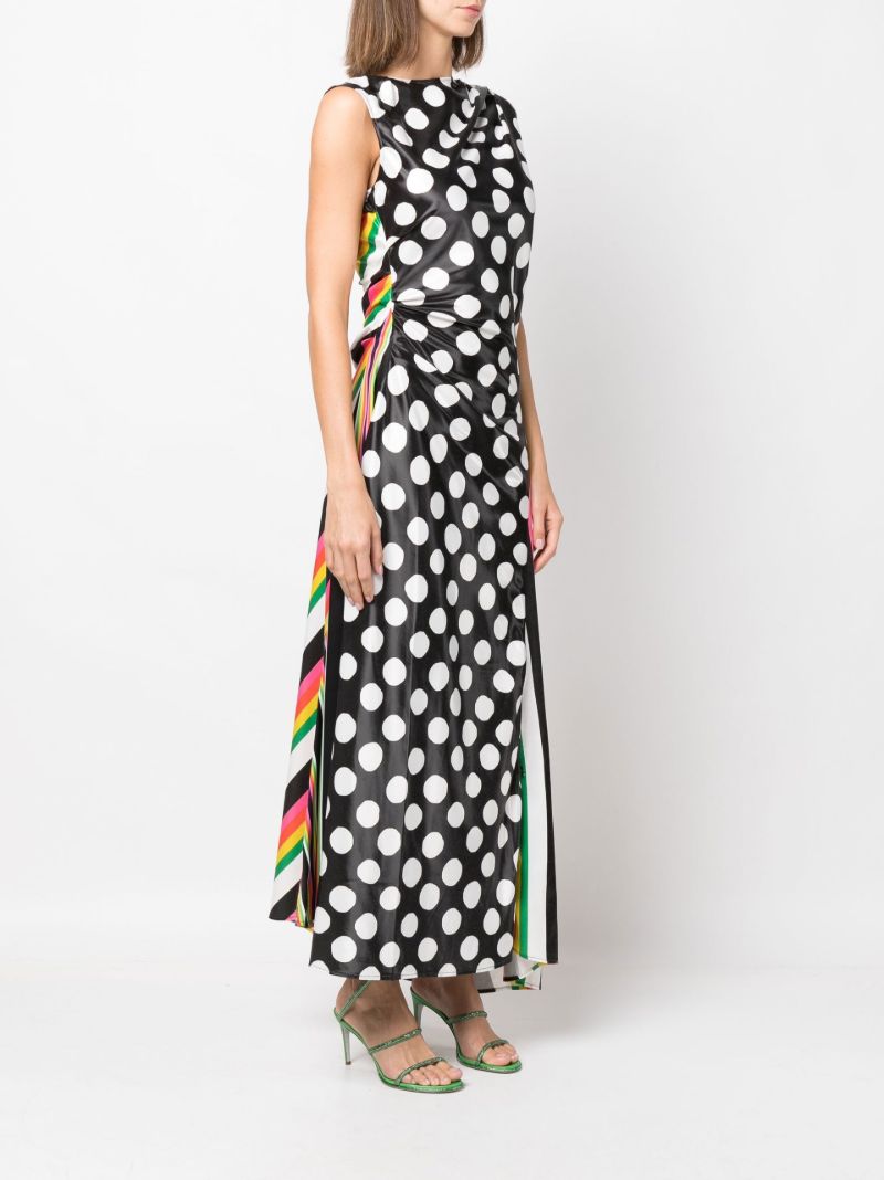 Black Polka Dot Striped Asymmetric Dress