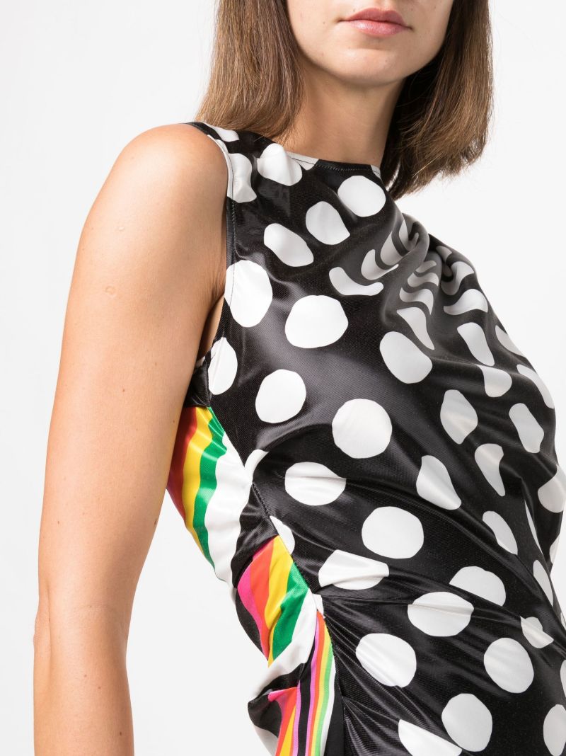 Black Polka Dot Striped Asymmetric Dress