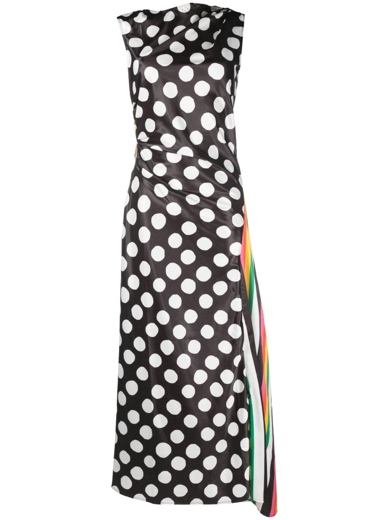 Black Polka Dot Striped Asymmetric Dress
