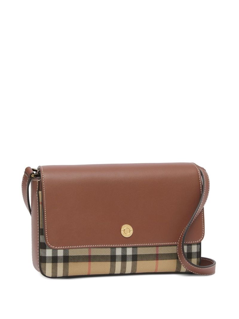 Brown Vintage Check Leather Cross Body Bag