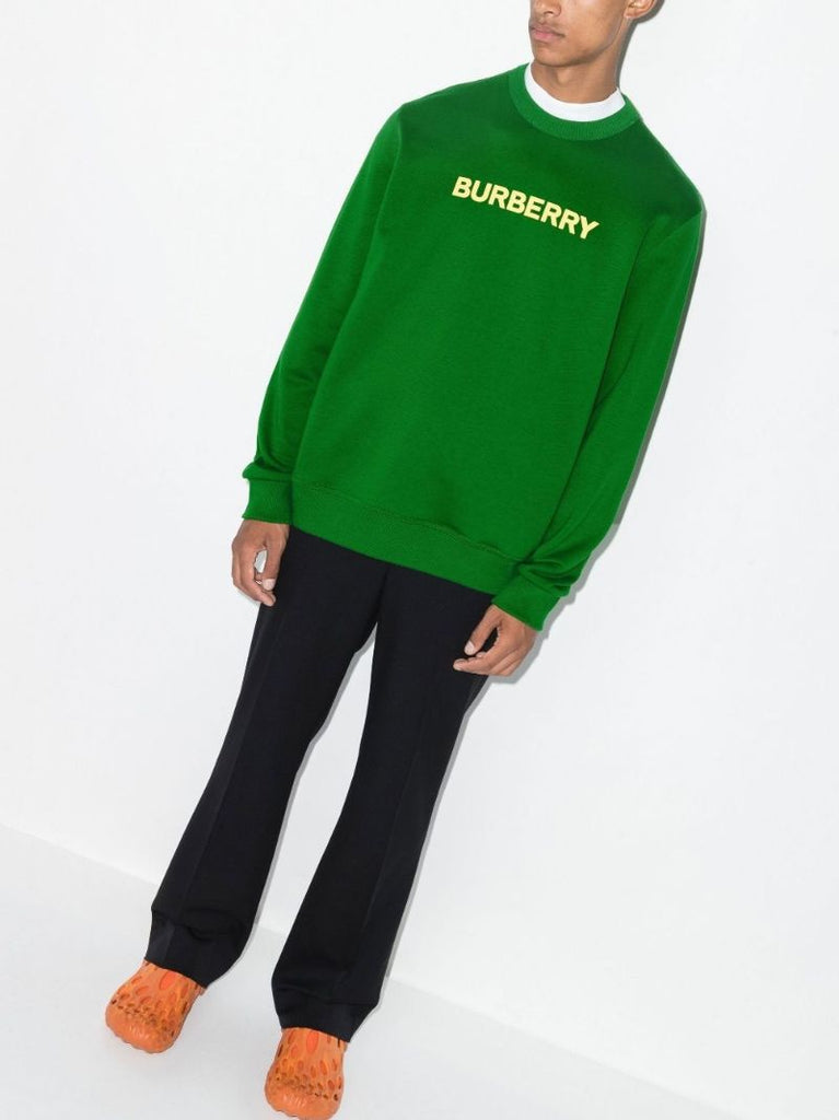 Green Logo Print Cotton Sweatshirt