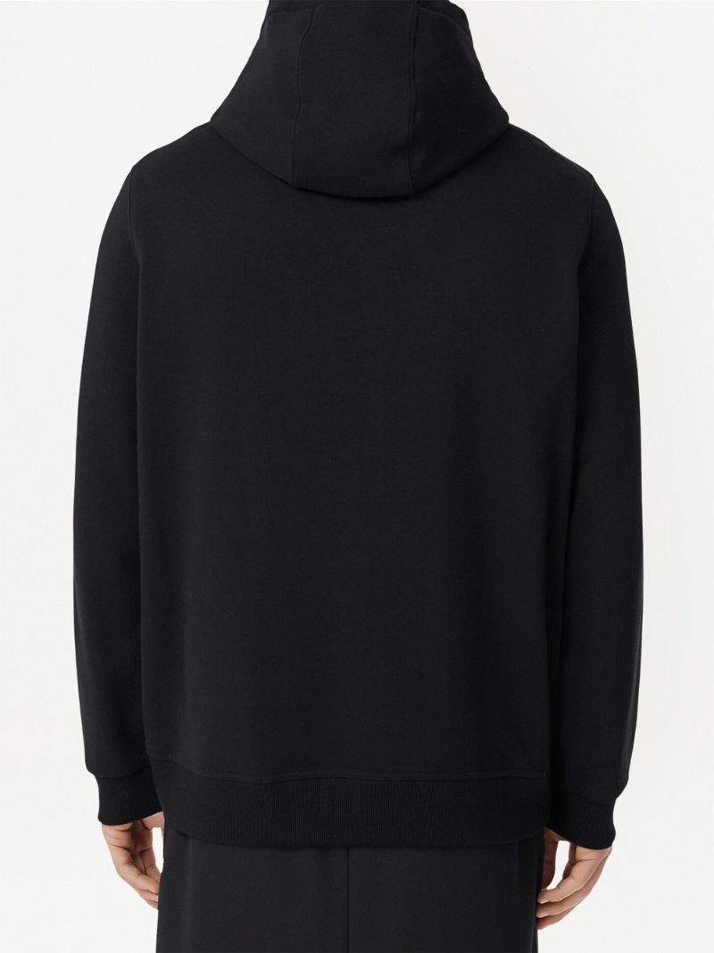 Black Logo Print Cotton Hoodie
