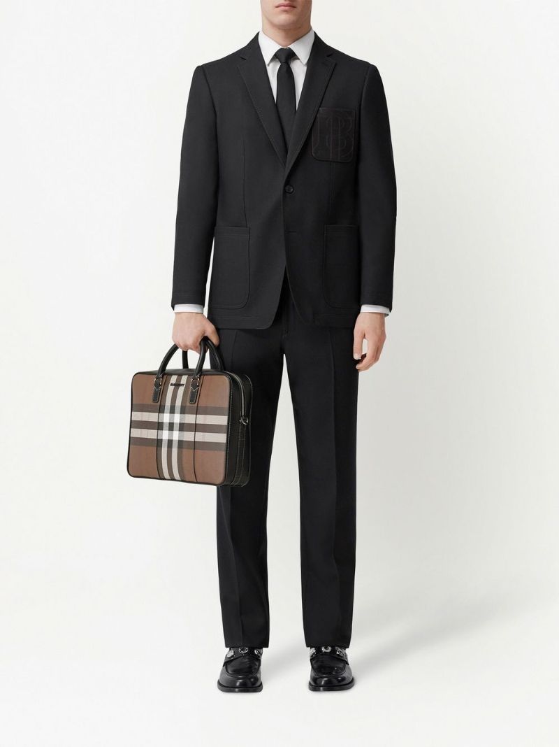 Brown Vintage Check Print Briefcase