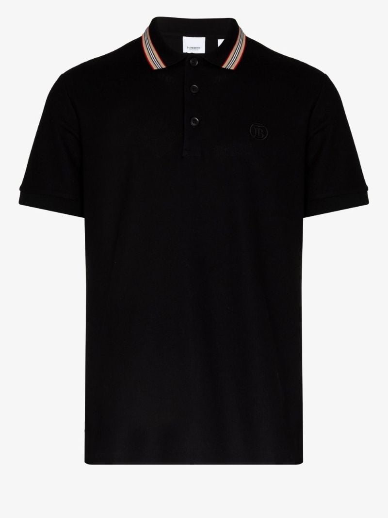 Black Icon Stripe Cotton Polo Shirt