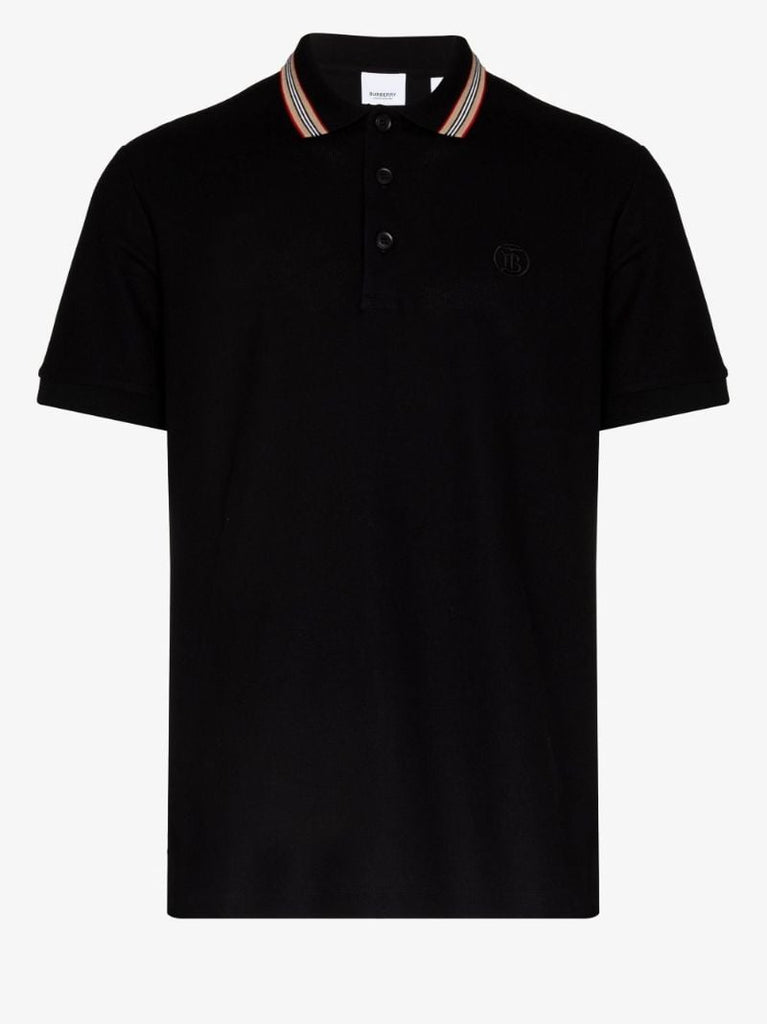 Black Icon Stripe Cotton Polo Shirt