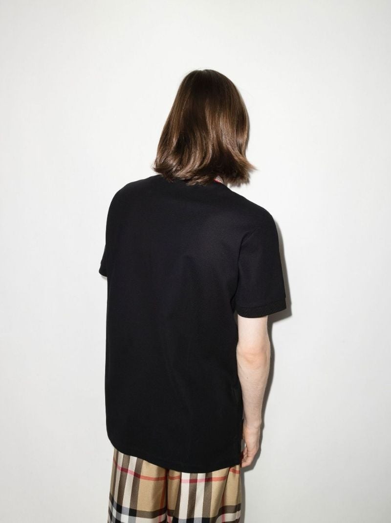 Black Icon Stripe Cotton Polo Shirt