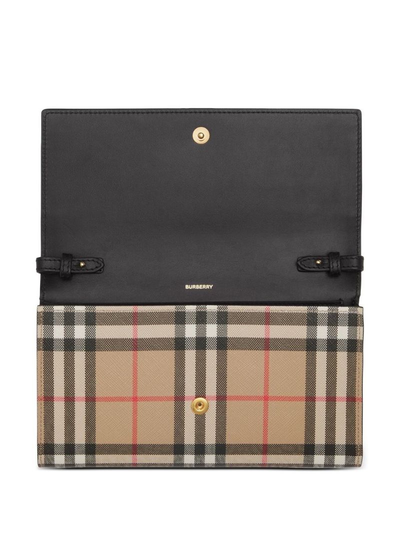 Brown Check Leather Wallet