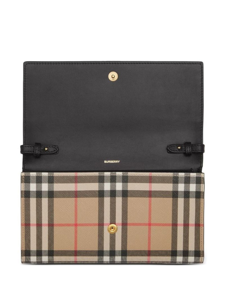 Brown Check Leather Wallet