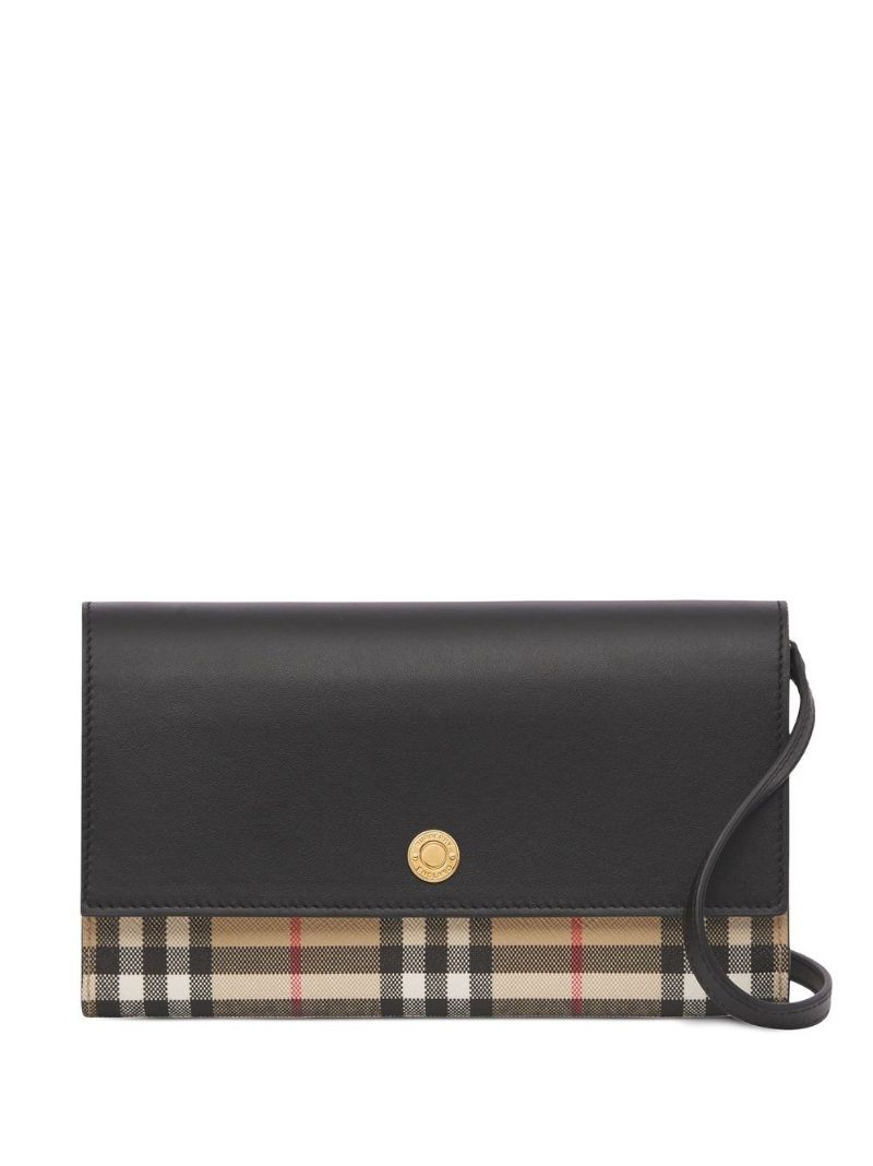 Brown Check Leather Wallet