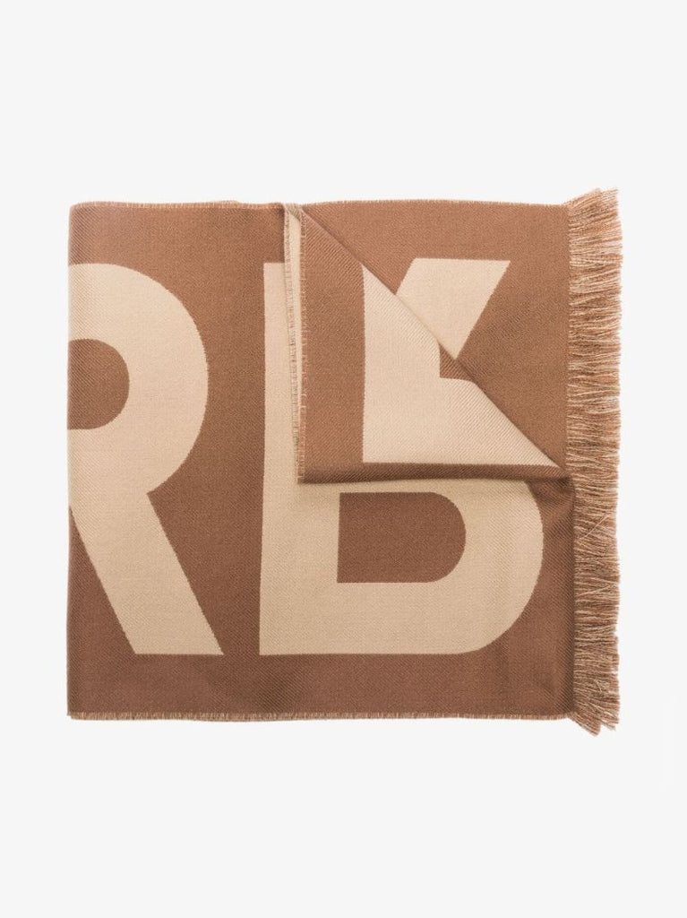 Brown Logo Wool Jacquard Scarf