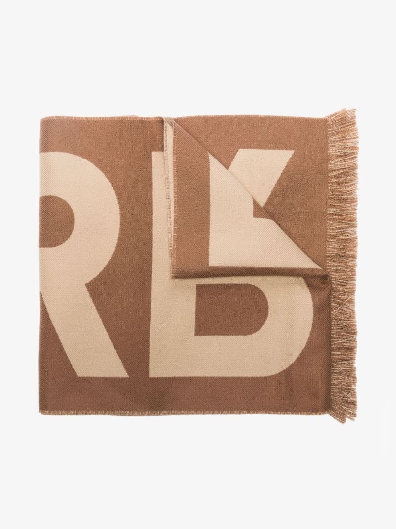 Brown Logo Wool Jacquard Scarf