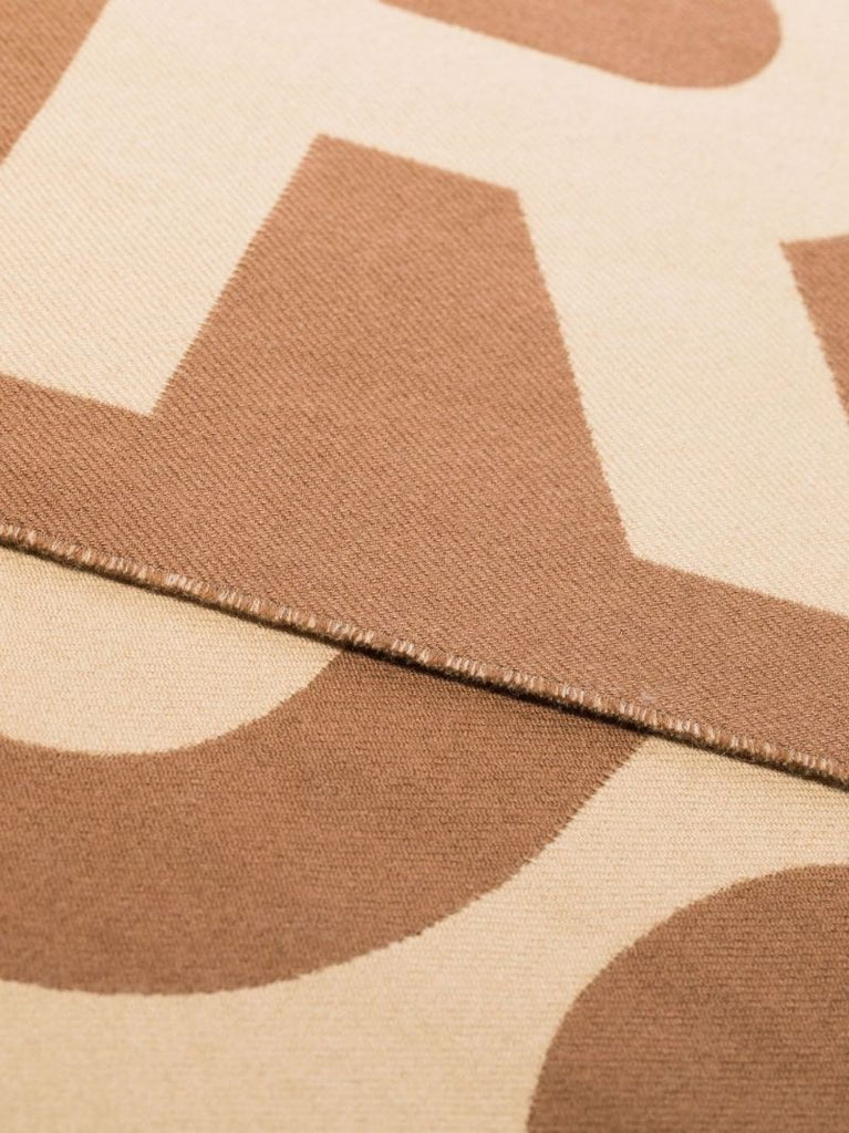 Brown Logo Wool Jacquard Scarf