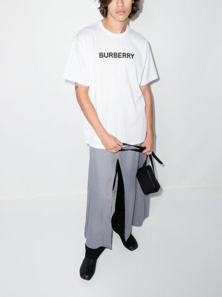 White Logo Print Cotton T-shirt