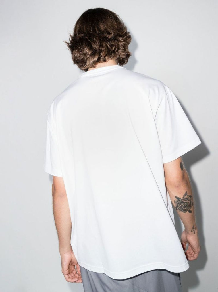 White Logo Print Cotton T-shirt