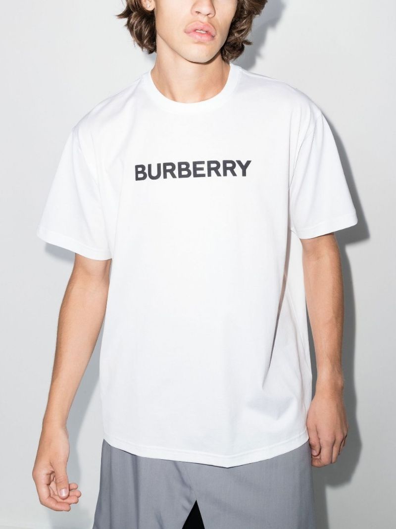 White Logo Print Cotton T-shirt