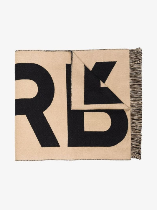 Neutral and Black Football Logo Wool Scarf