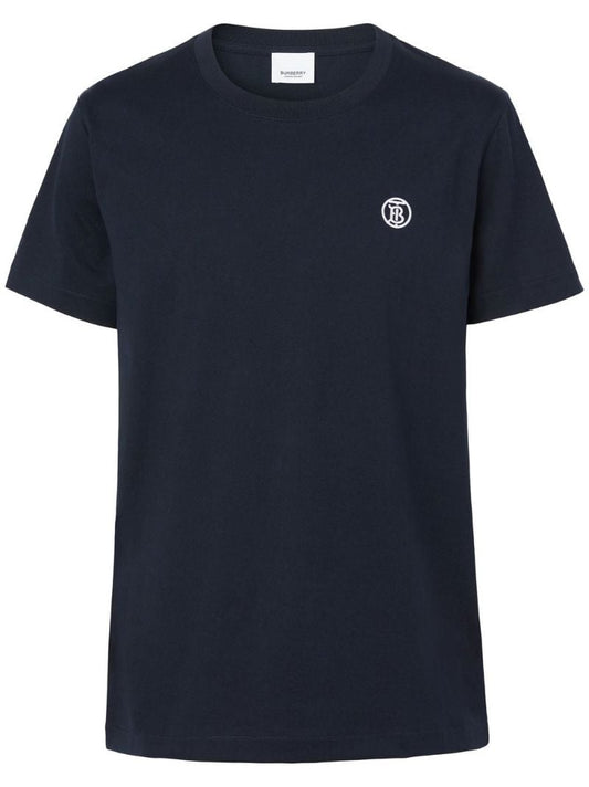 Blue Logo-embroidered Cotton T-shirt