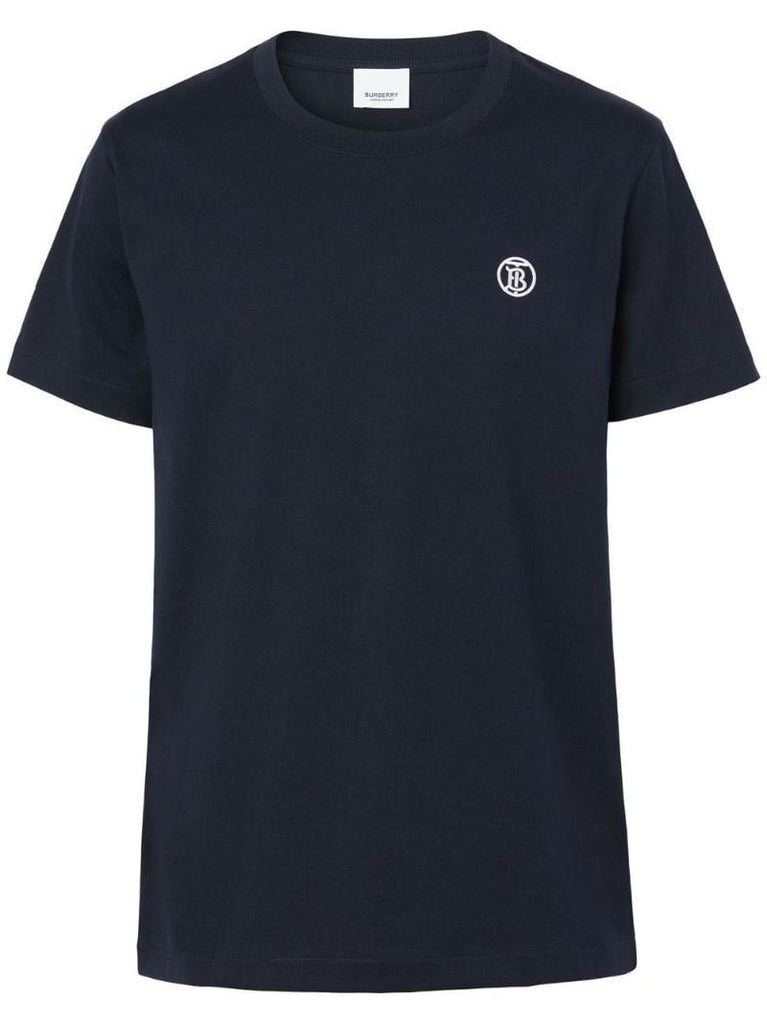 Blue Logo-embroidered Cotton T-shirt