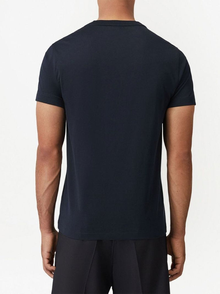 Blue Logo-embroidered Cotton T-shirt