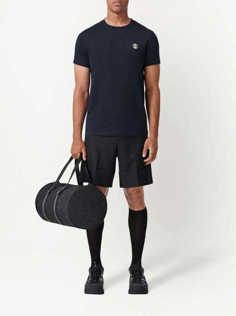 Blue Logo-embroidered Cotton T-shirt