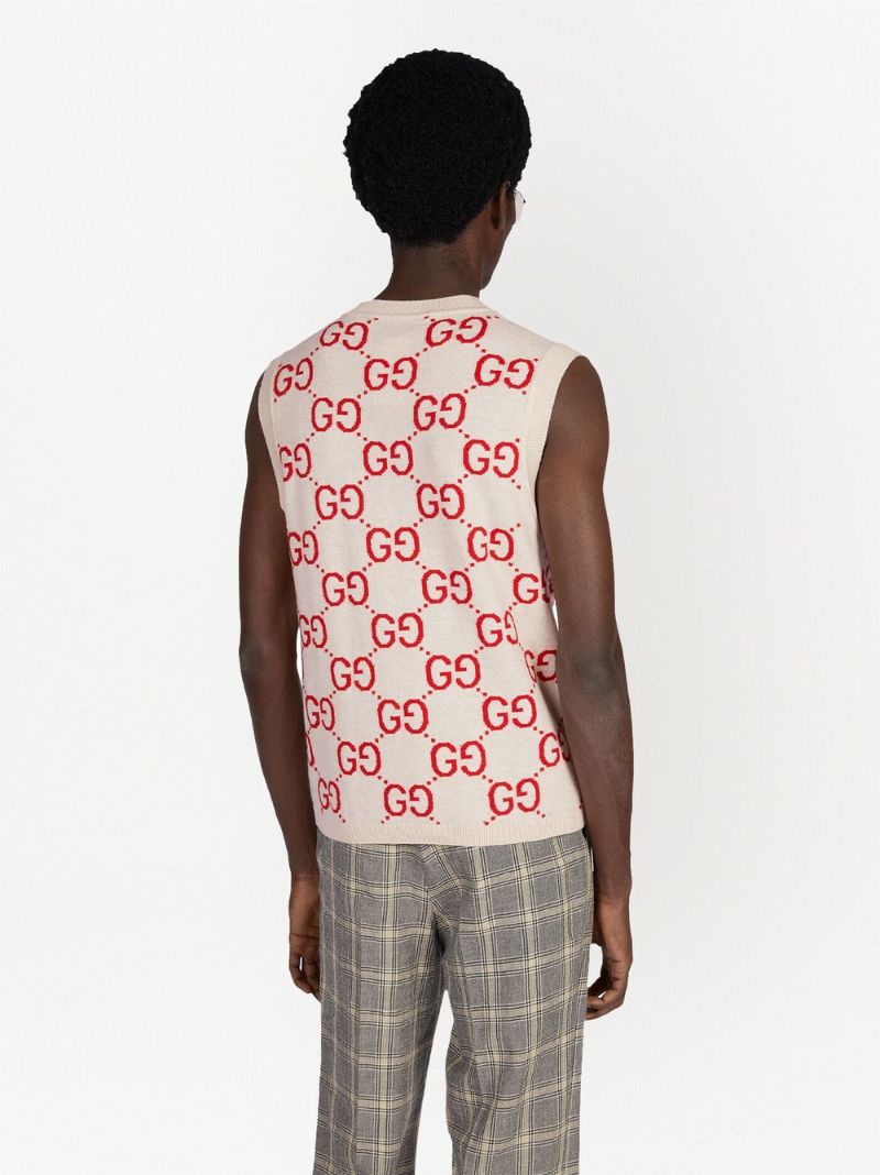 Neutral Gg Jacquard Wool Vest