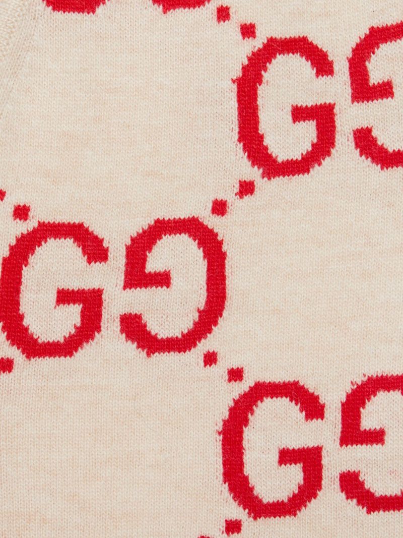 Neutral Gg Jacquard Wool Vest