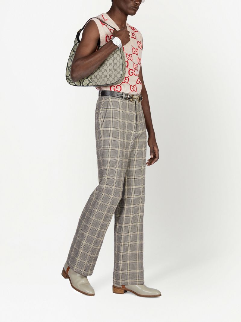 Neutral Gg Jacquard Wool Vest