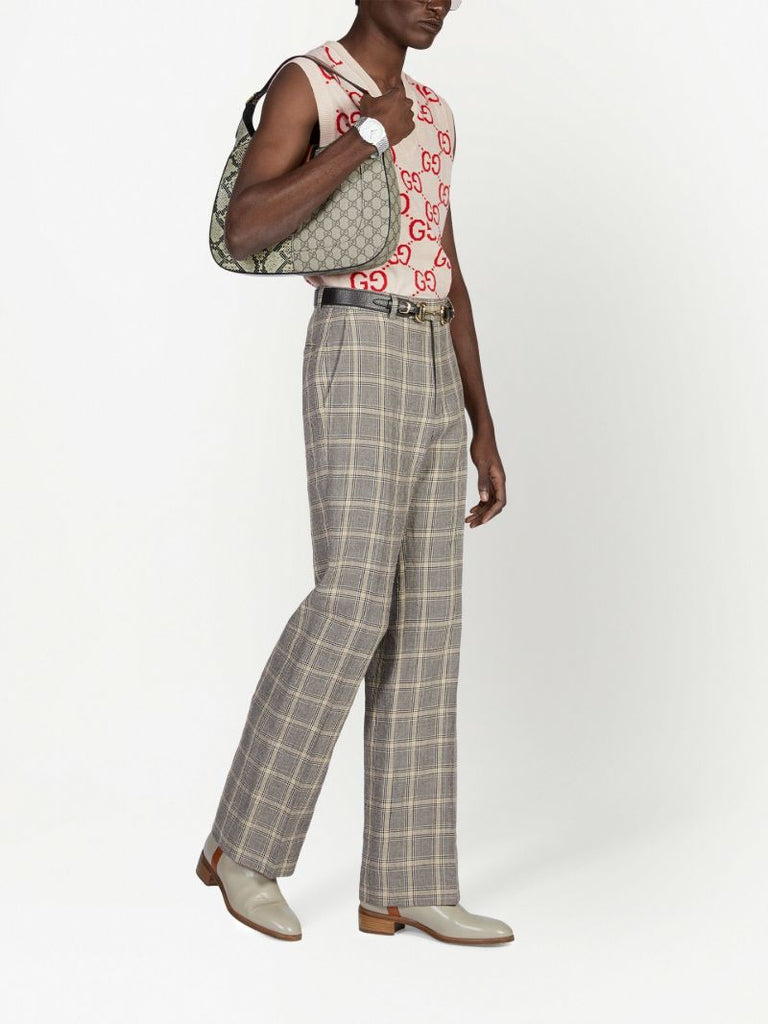 Neutral Gg Jacquard Wool Vest