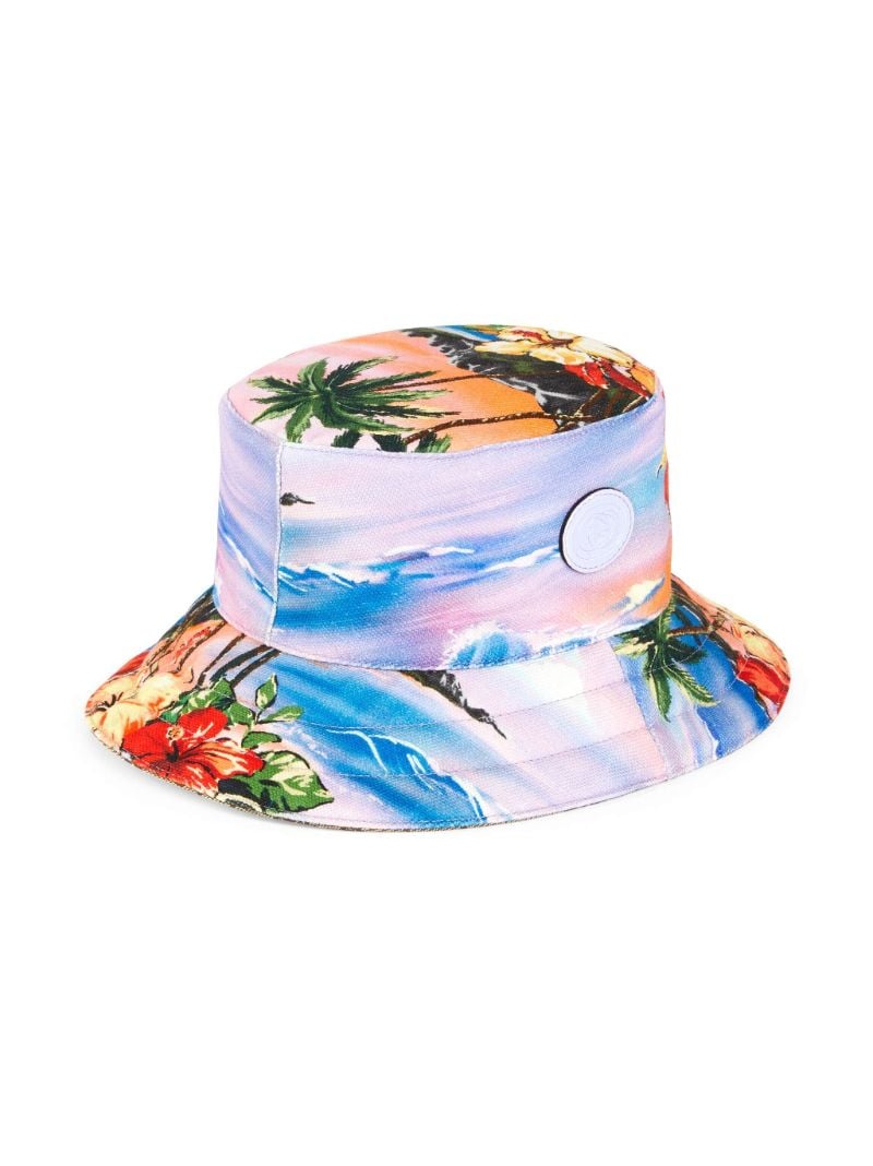 Blue Reversible Island Print Bucket Hat