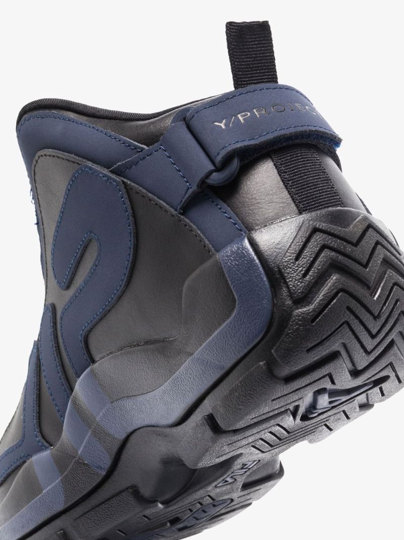 X Fila Black and Navy Grant Hill Leather Sneakers