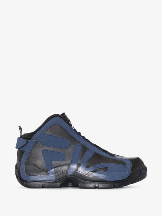 X Fila Black and Navy Grant Hill Leather Sneakers