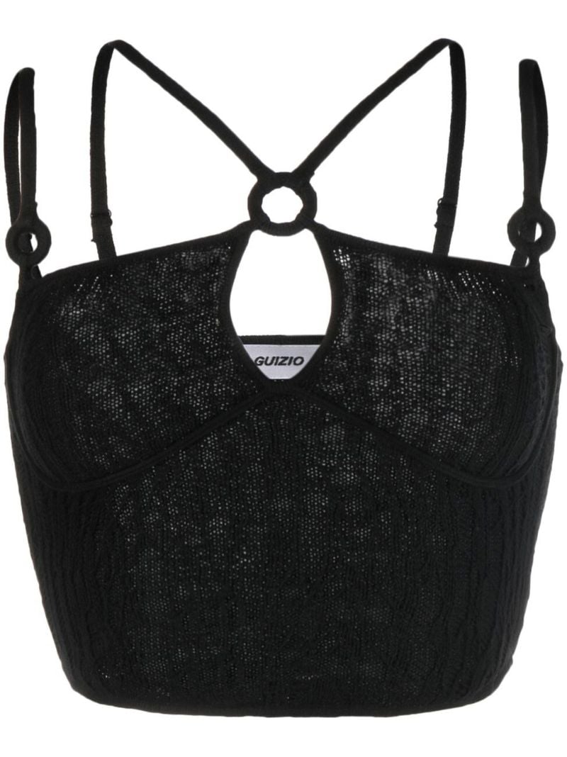 Black Lace Halterneck Crop Top