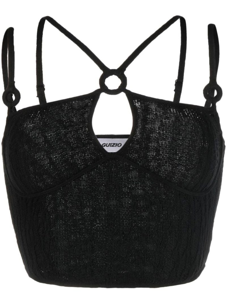 Black Lace Halterneck Crop Top