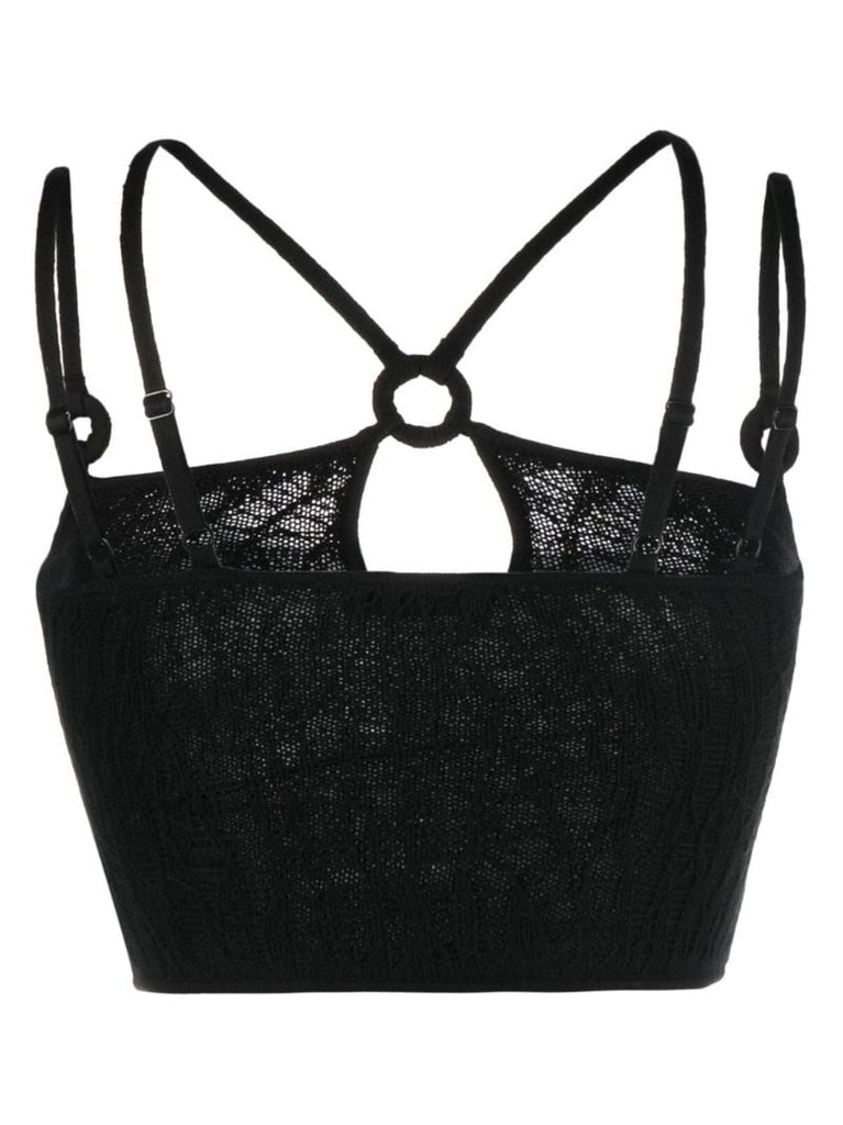 Black Lace Halterneck Crop Top