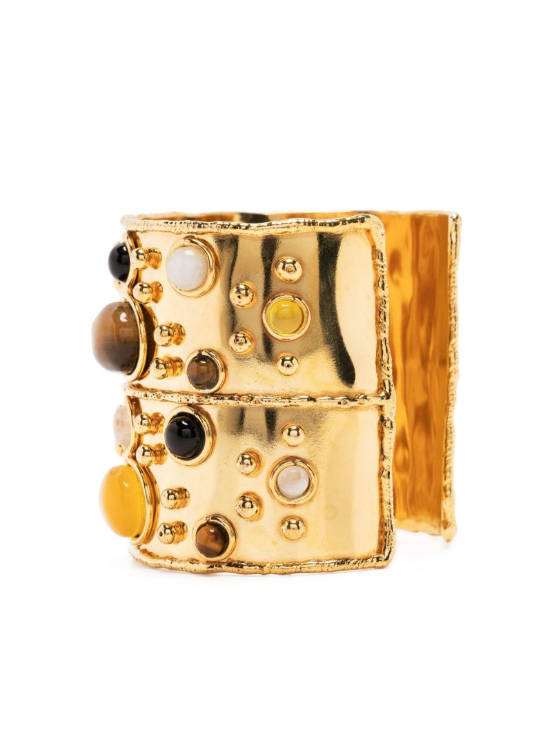 Gold Tone Byzance Gemstone Cuff Bracelet