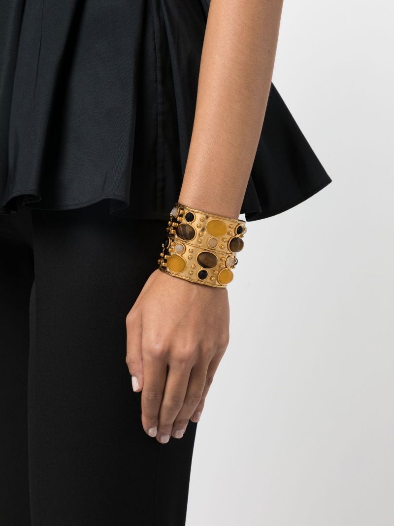 Gold Tone Byzance Gemstone Cuff Bracelet