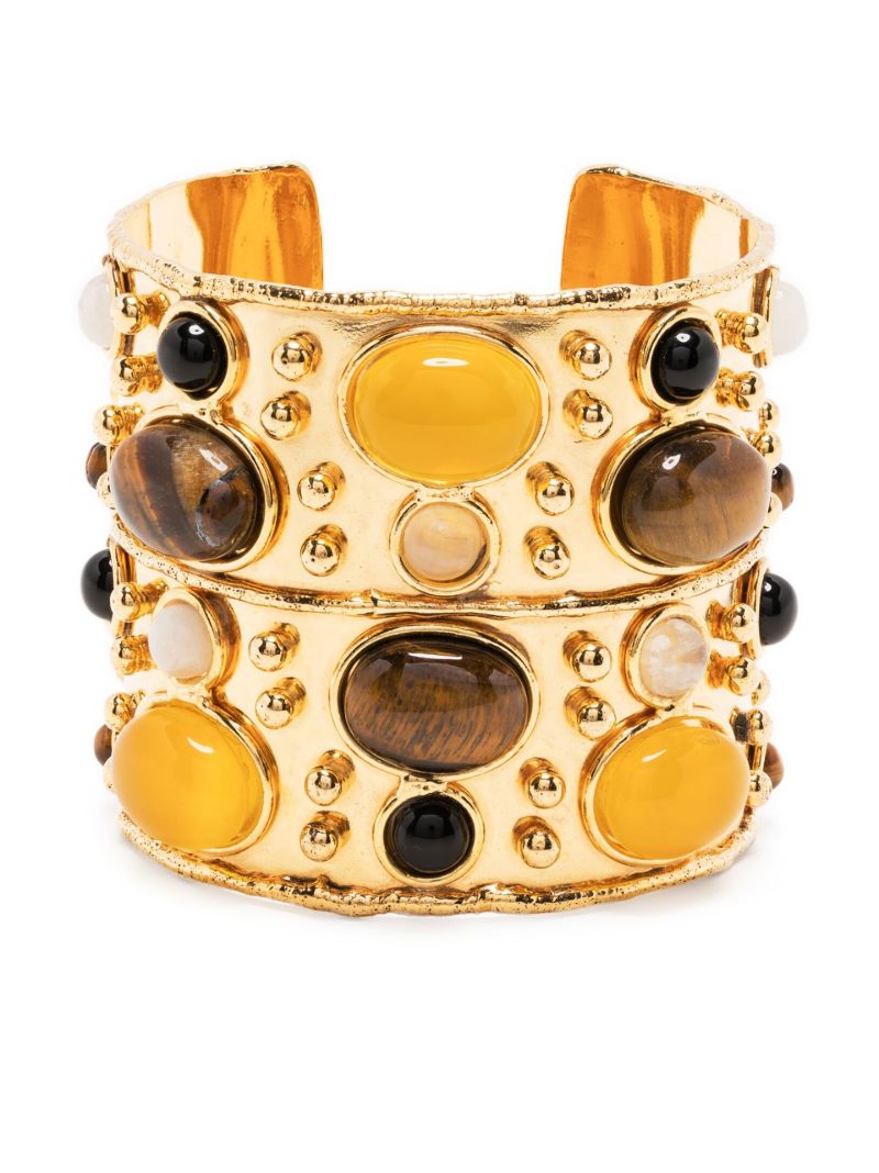 Gold Tone Byzance Gemstone Cuff Bracelet