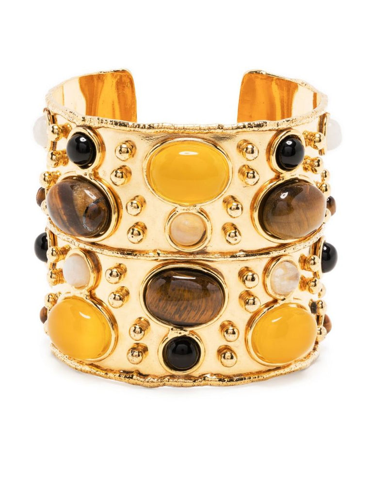 Gold Tone Byzance Gemstone Cuff Bracelet