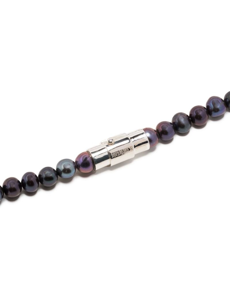 Sterling Silver Split Cross Pearl Choker Necklace