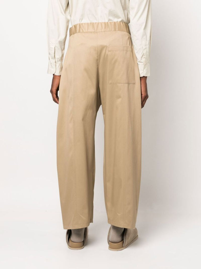 Neutral Wide-leg Cotton Trousers