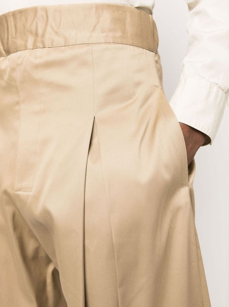 Neutral Wide-leg Cotton Trousers