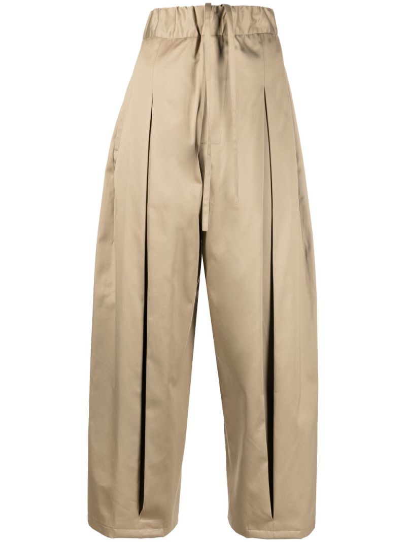 Neutral Wide-leg Cotton Trousers
