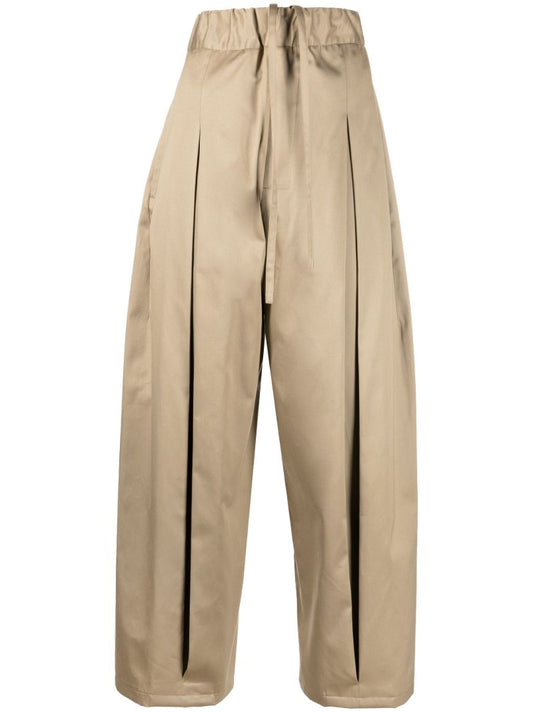 Neutral Wide-leg Cotton Trousers