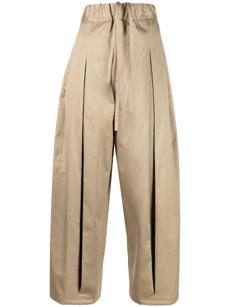 Neutral Wide-leg Cotton Trousers