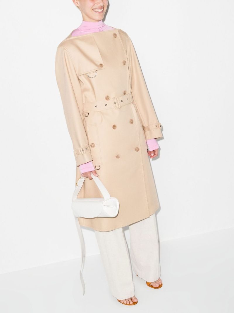 Neutral Boat Neck Trench Coat