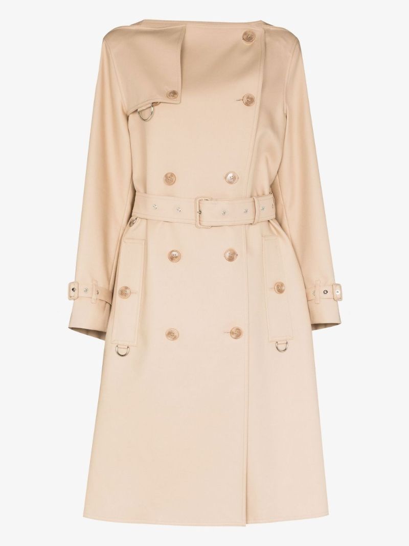 Neutral Boat Neck Trench Coat