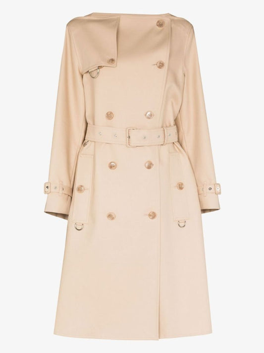 Neutral Boat Neck Trench Coat